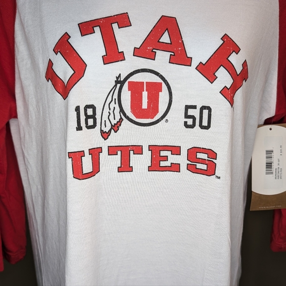 NWT Utah Utes Baseball Tee Red and White by Blue84 - Picture 2 of 9